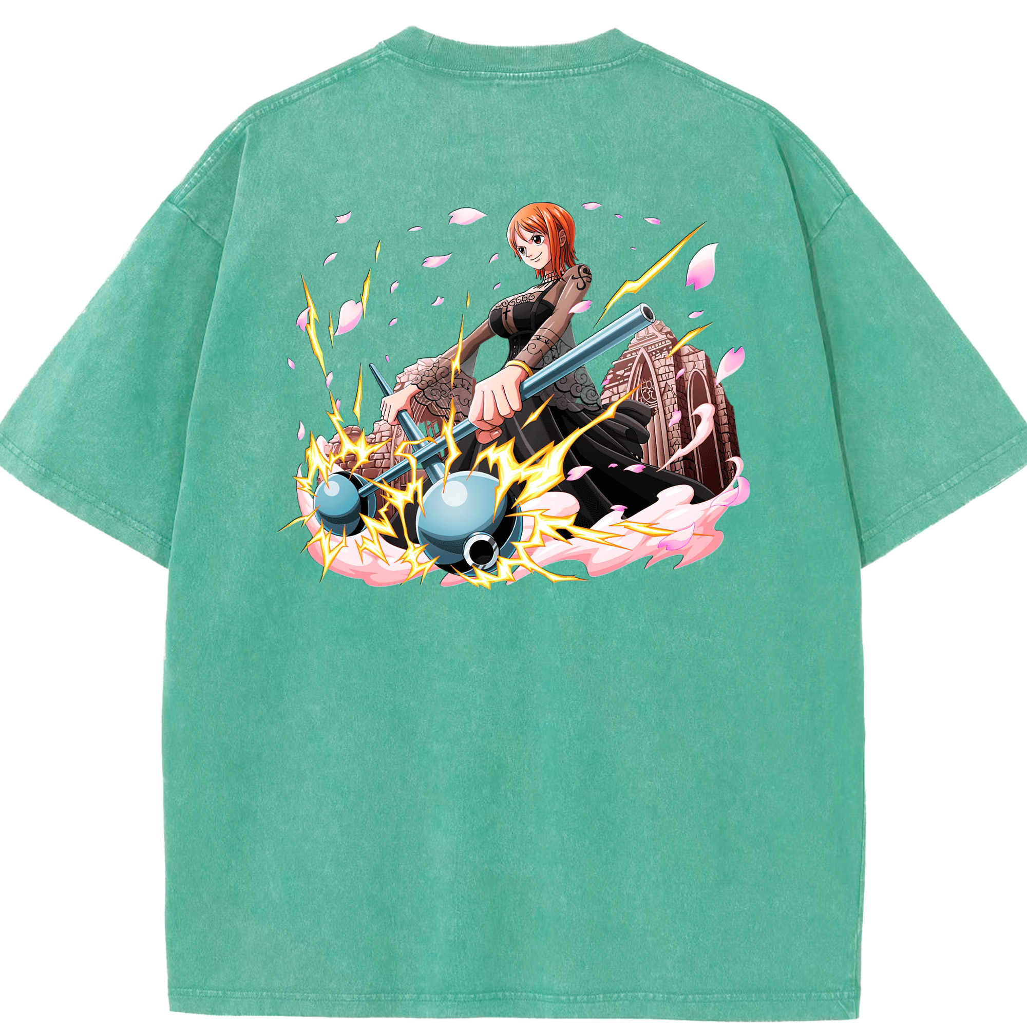 ワンピース ナミ ONE PIECE Nami 綿100% ヴィンテージ風 半袖Tシャツ（背面プリント）